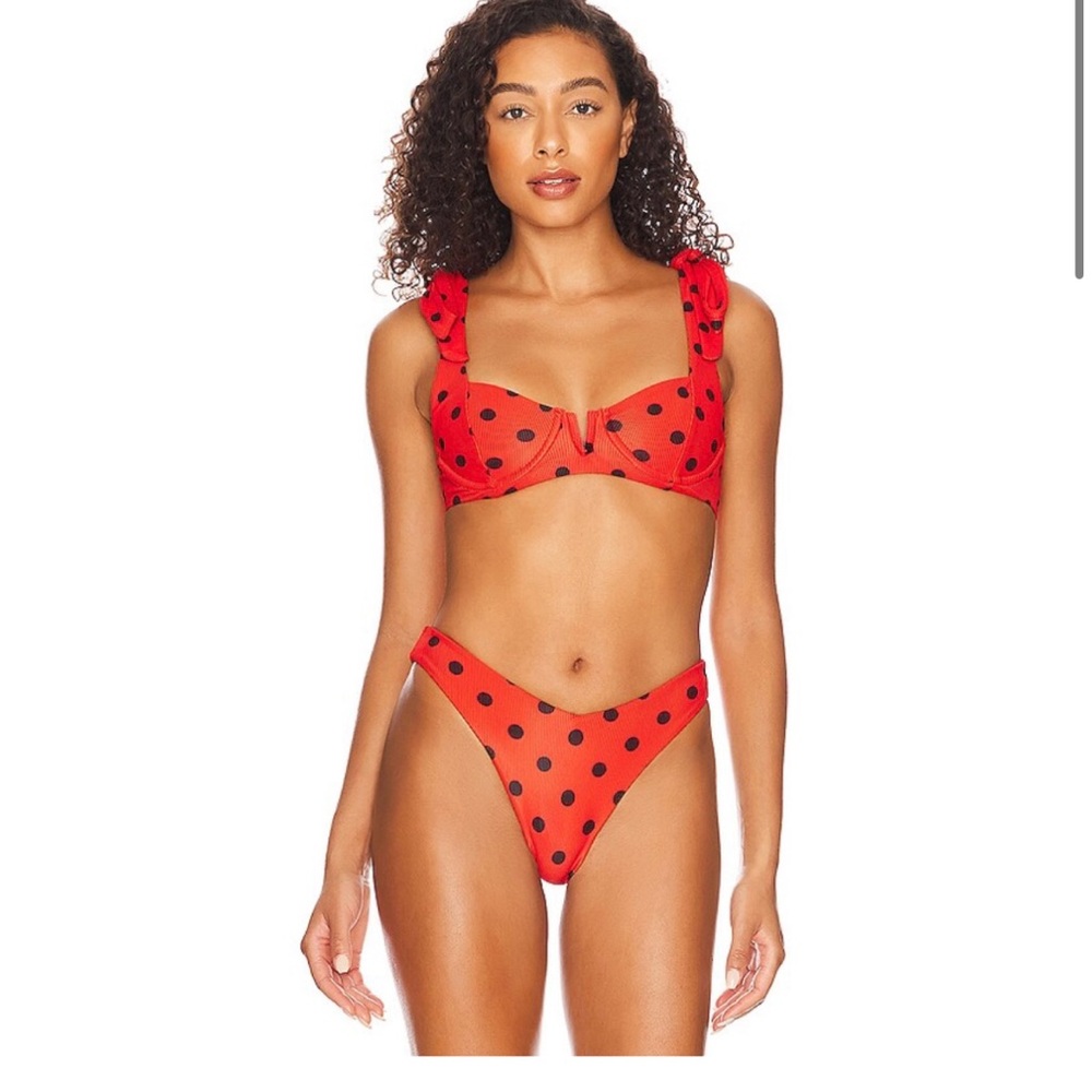 Beach Riot Black and Red Polka Dot Bikini Top